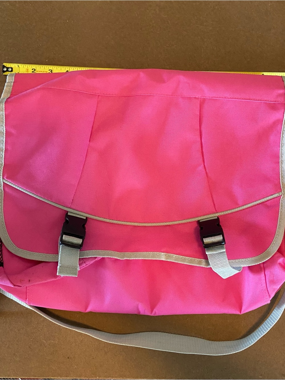 Bright Pink Women's Laptop Messenger Bag with Contrast Trim